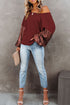 Sequin Patchwork Sleeve Open Back Waffle Knit Top